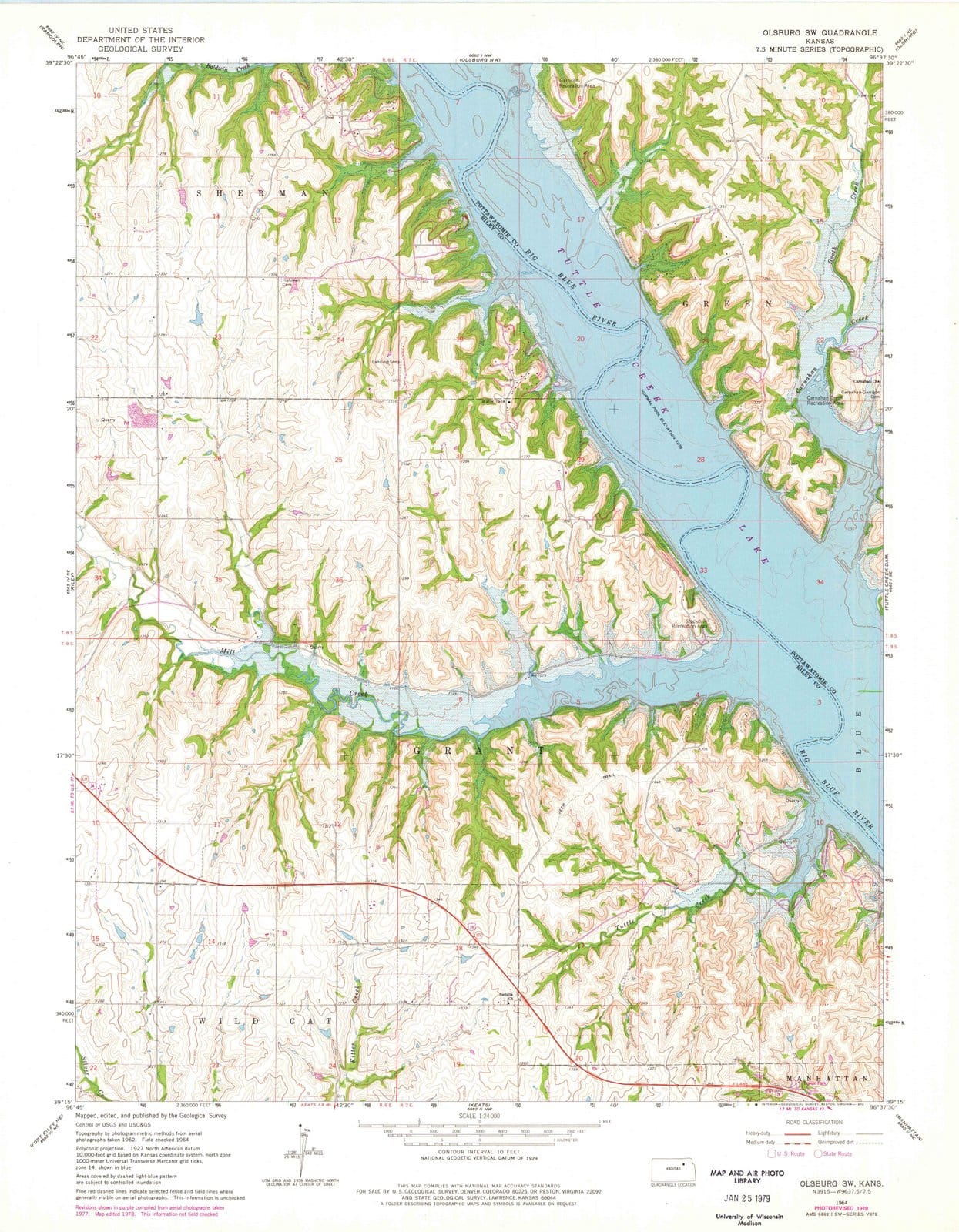 1964 Olsburg, KS - Kansas - USGS Topographic Map v2