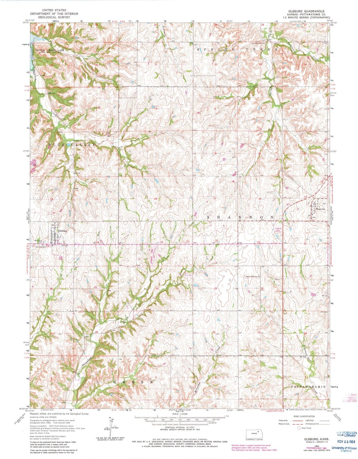 1964 Olsburg, KS - Kansas - USGS Topographic Map v3