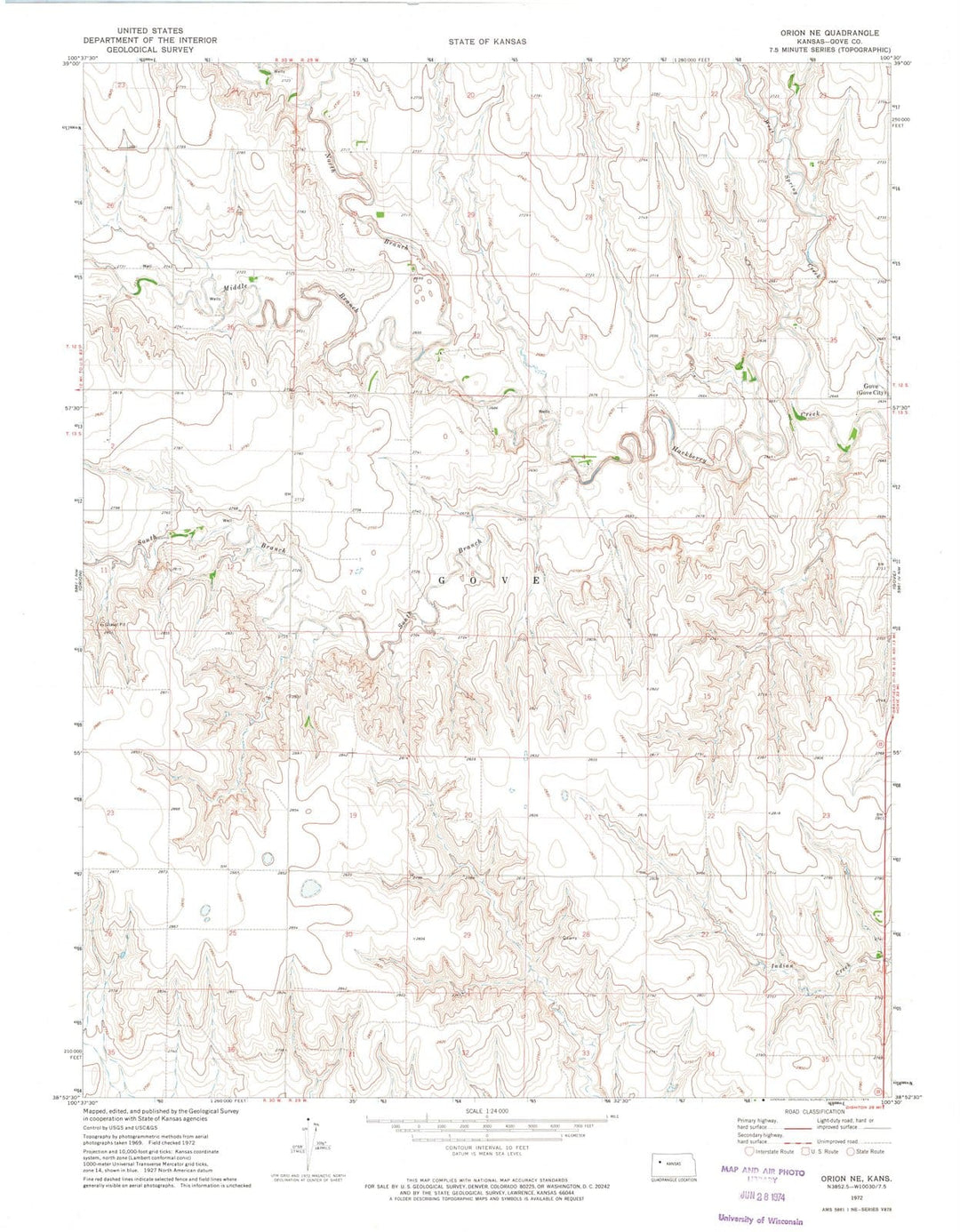 1972 Orion, KS - Kansas - USGS Topographic Map