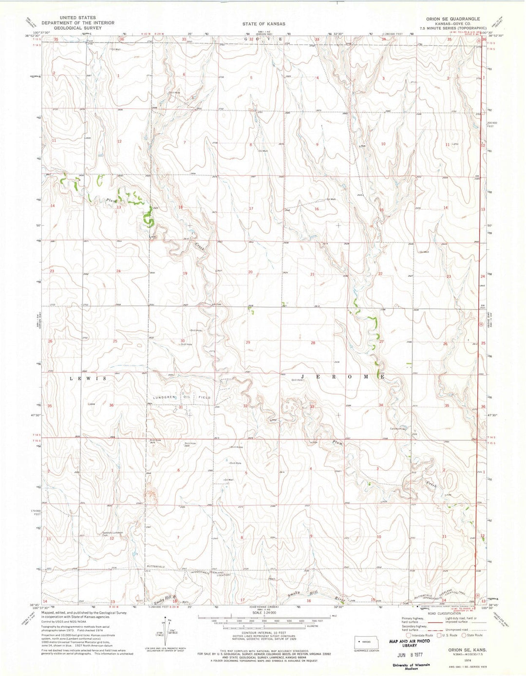 1974 Orion, KS - Kansas - USGS Topographic Map