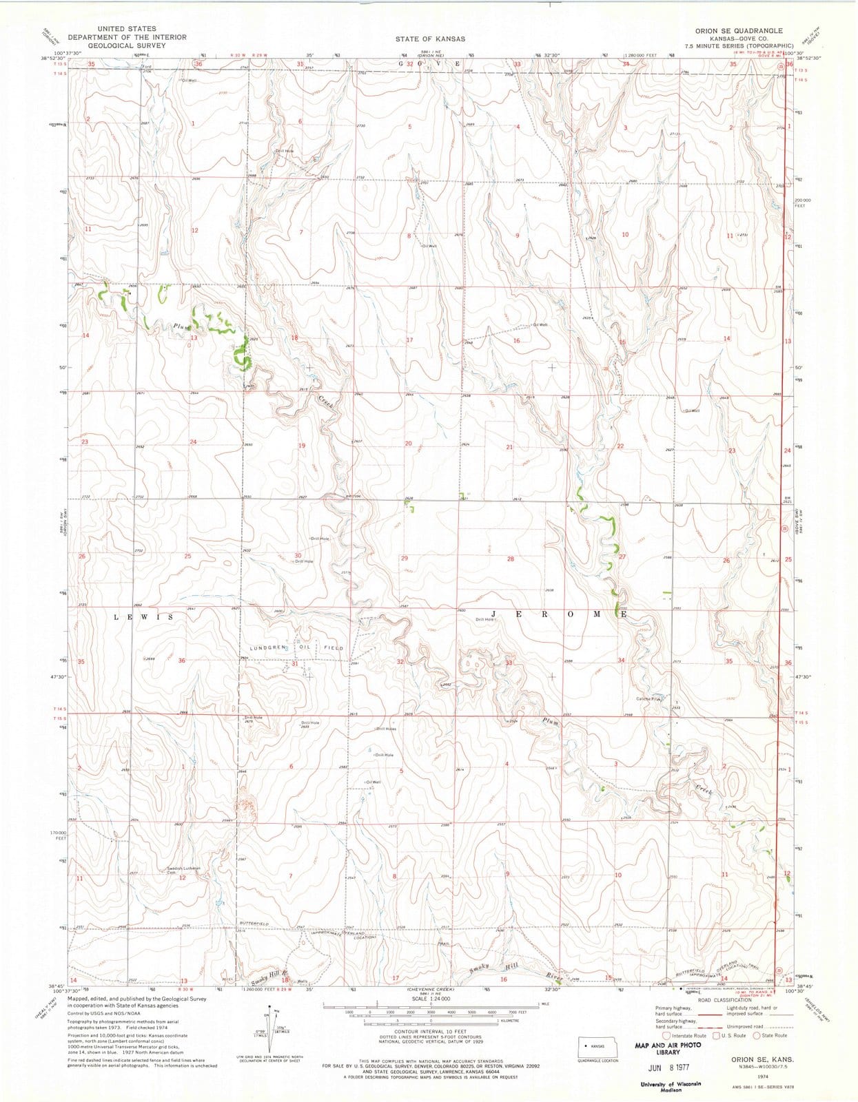 1974 Orion, KS - Kansas - USGS Topographic Map