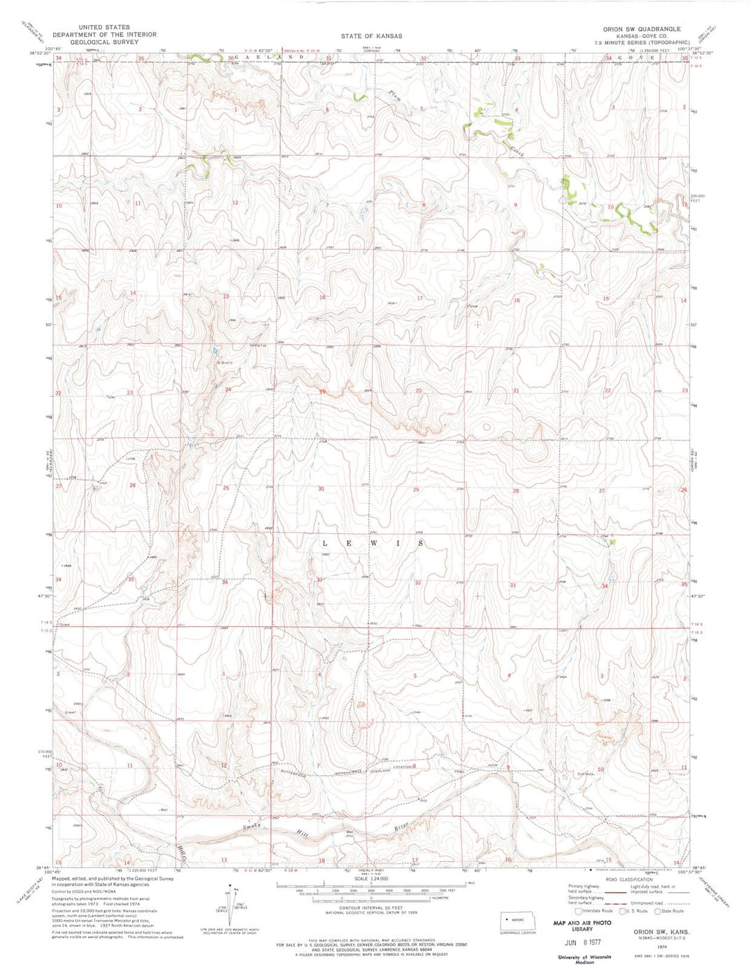 1974 Orion, KS - Kansas - USGS Topographic Map v2