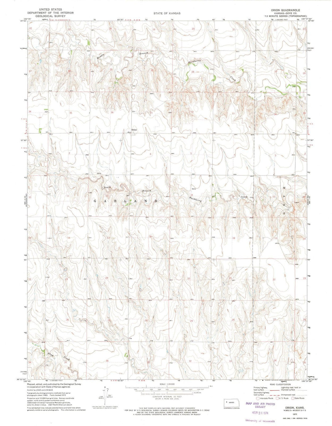 1972 Orion, KS - Kansas - USGS Topographic Map v2