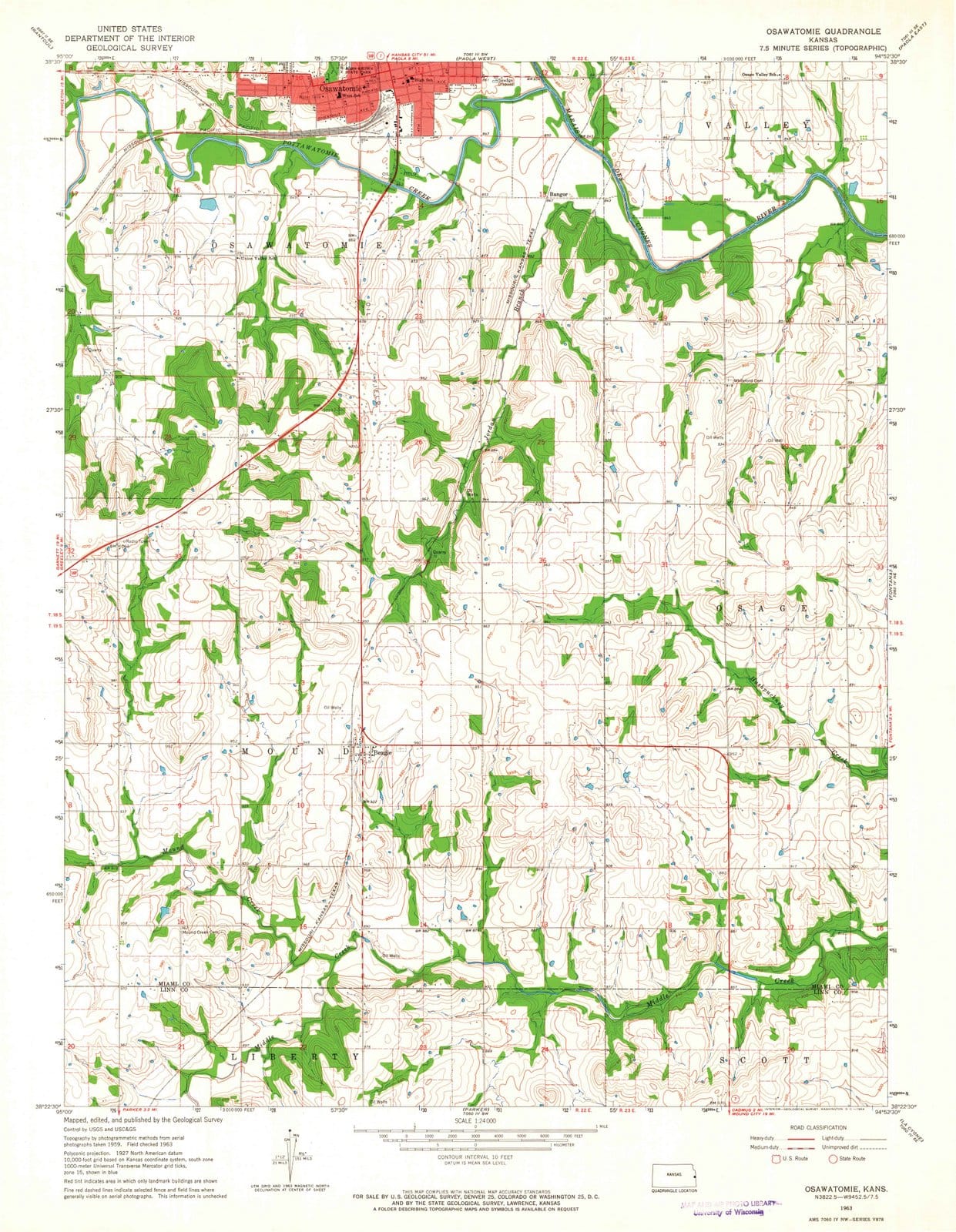 1963 Osawatomie, KS - Kansas - USGS Topographic Map