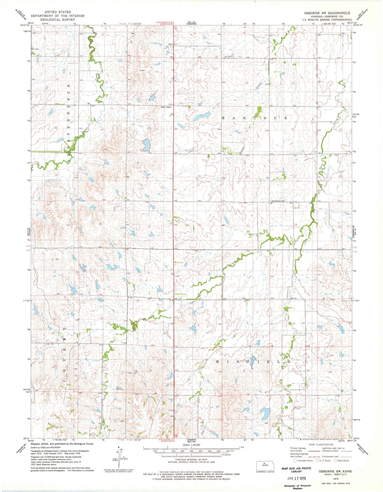 1978 Osborne, KS - Kansas - USGS Topographic Map v2