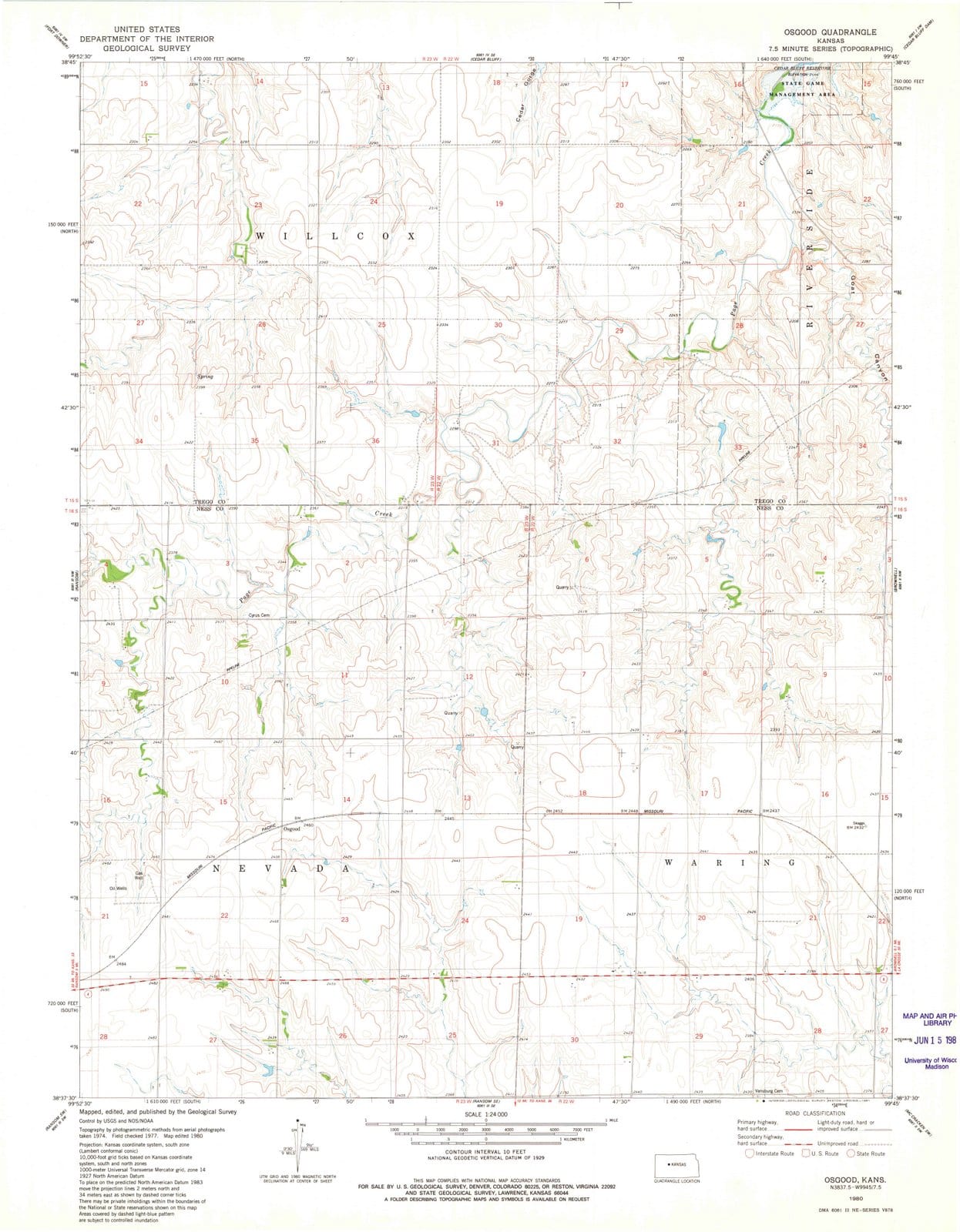 1980 Osgood, KS - Kansas - USGS Topographic Map