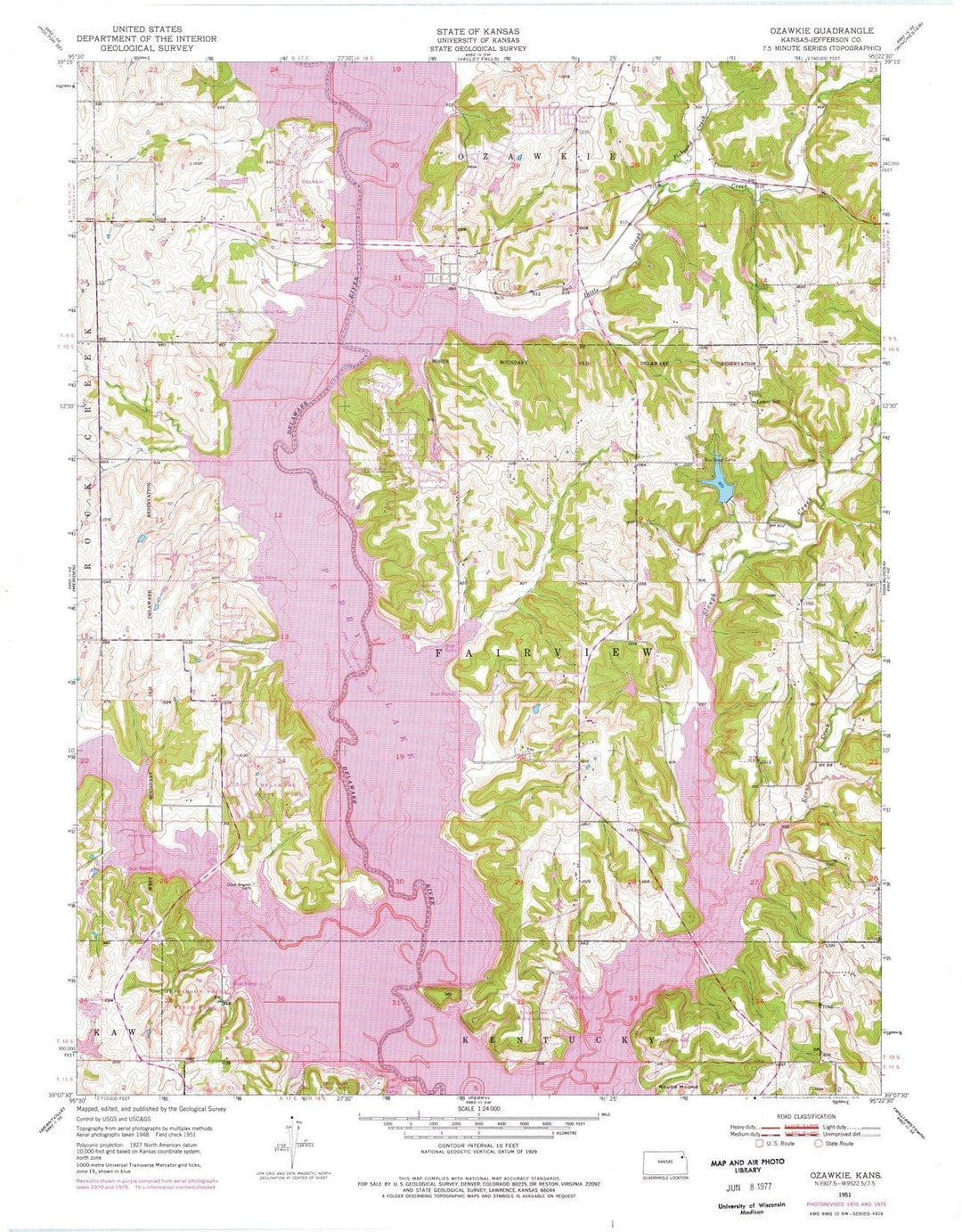 1951 Ozawkie, KS - Kansas - USGS Topographic Map