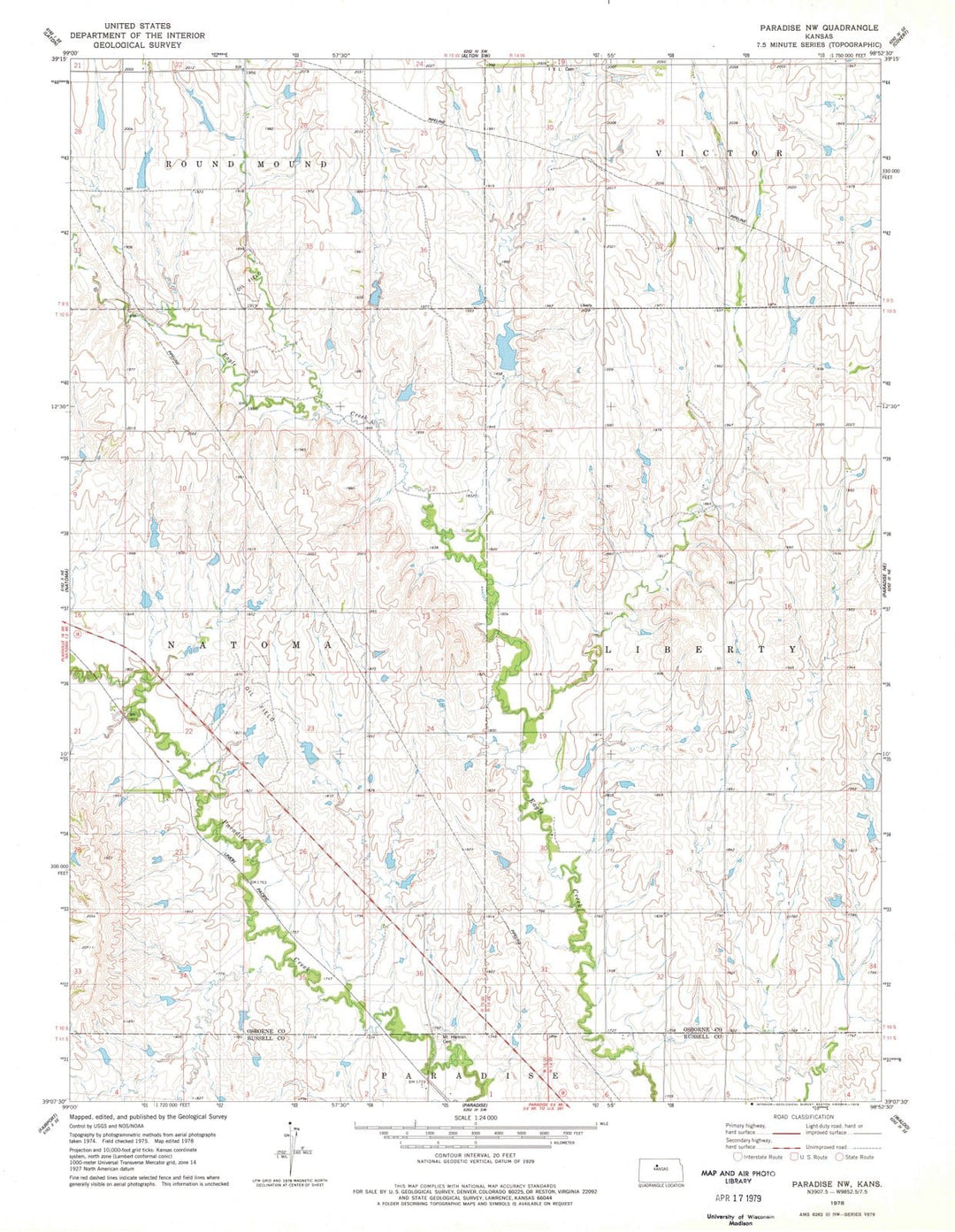 1978 Paradise, KS - Kansas - USGS Topographic Map v2