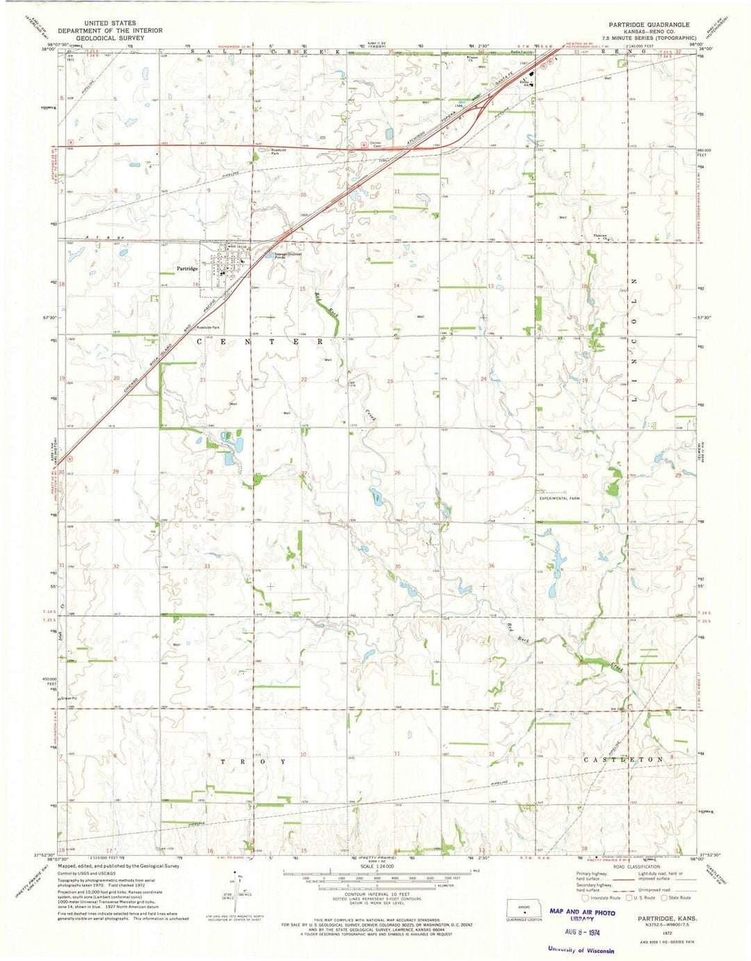 1972 Partridge, KS - Kansas - USGS Topographic Map