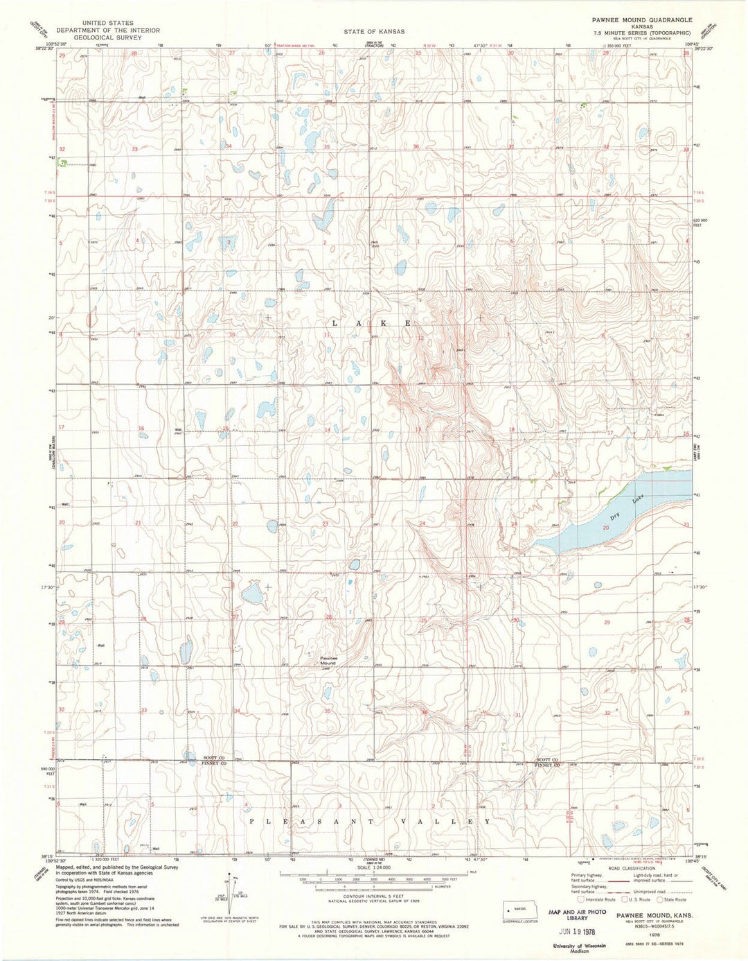 1976 Pawnee Mound, KS - Kansas - USGS Topographic Map