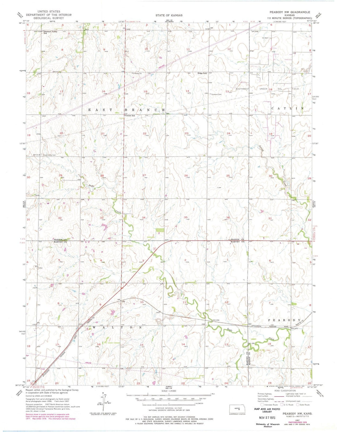 1957 Peabody, KS - Kansas - USGS Topographic Map