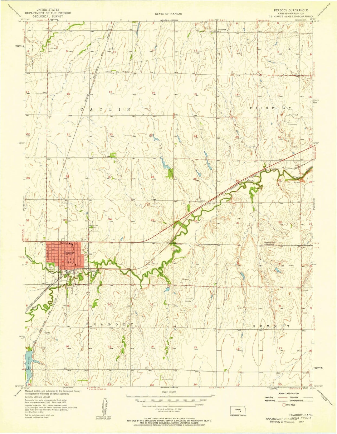 1957 Peabody, KS - Kansas - USGS Topographic Map v2