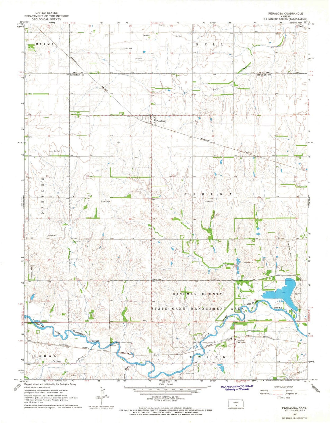 1967 Penalosa, KS - Kansas - USGS Topographic Map