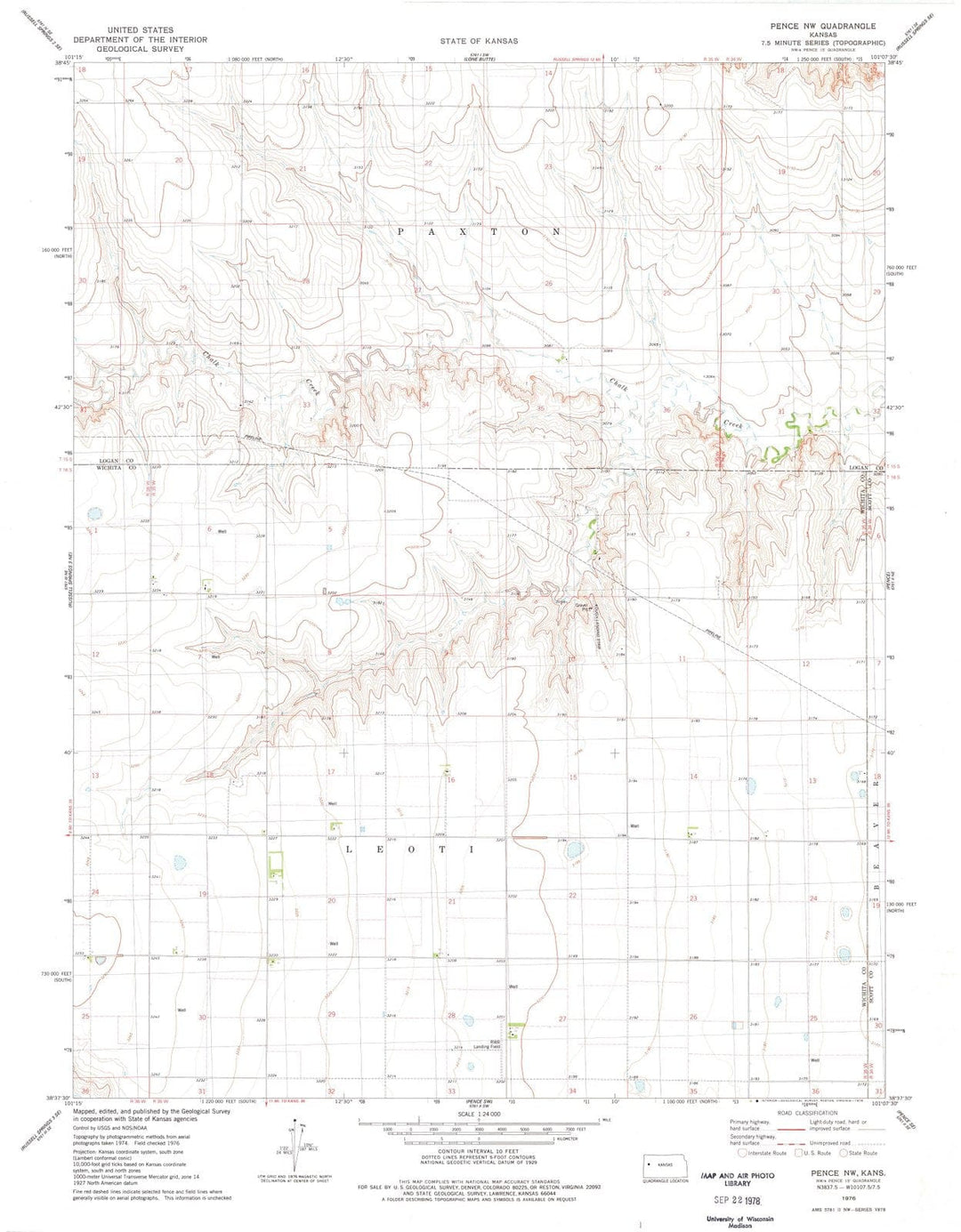 1976 Pence, KS - Kansas - USGS Topographic Map