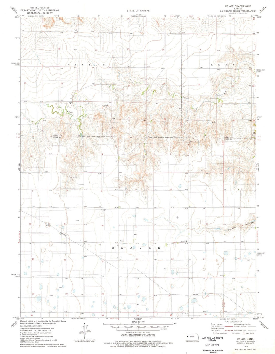 1976 Pence, KS - Kansas - USGS Topographic Map v3