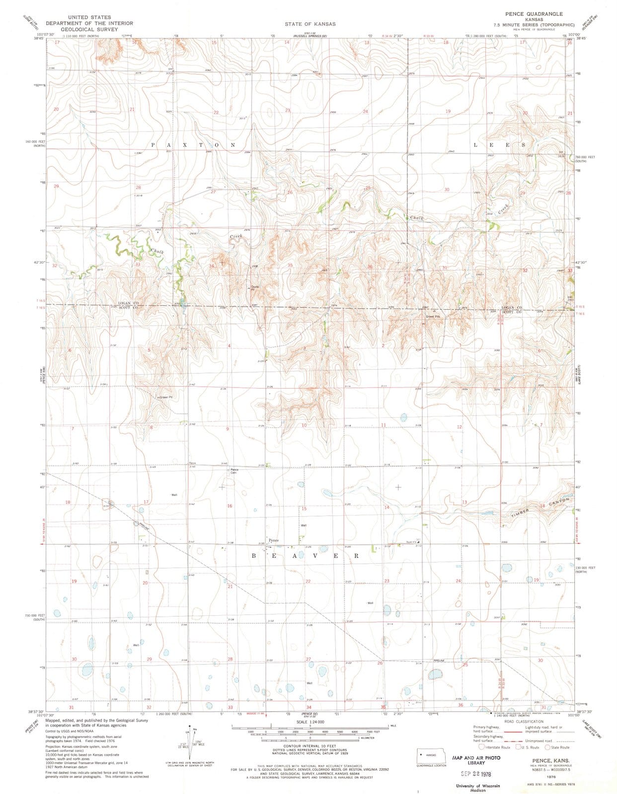 1976 Pence, KS - Kansas - USGS Topographic Map v3