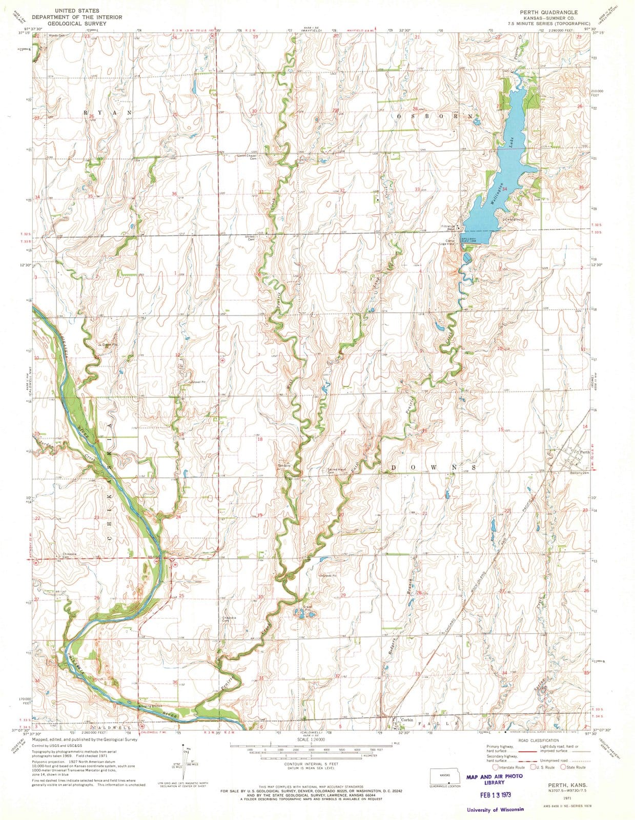 1971 Perth, KS - Kansas - USGS Topographic Map