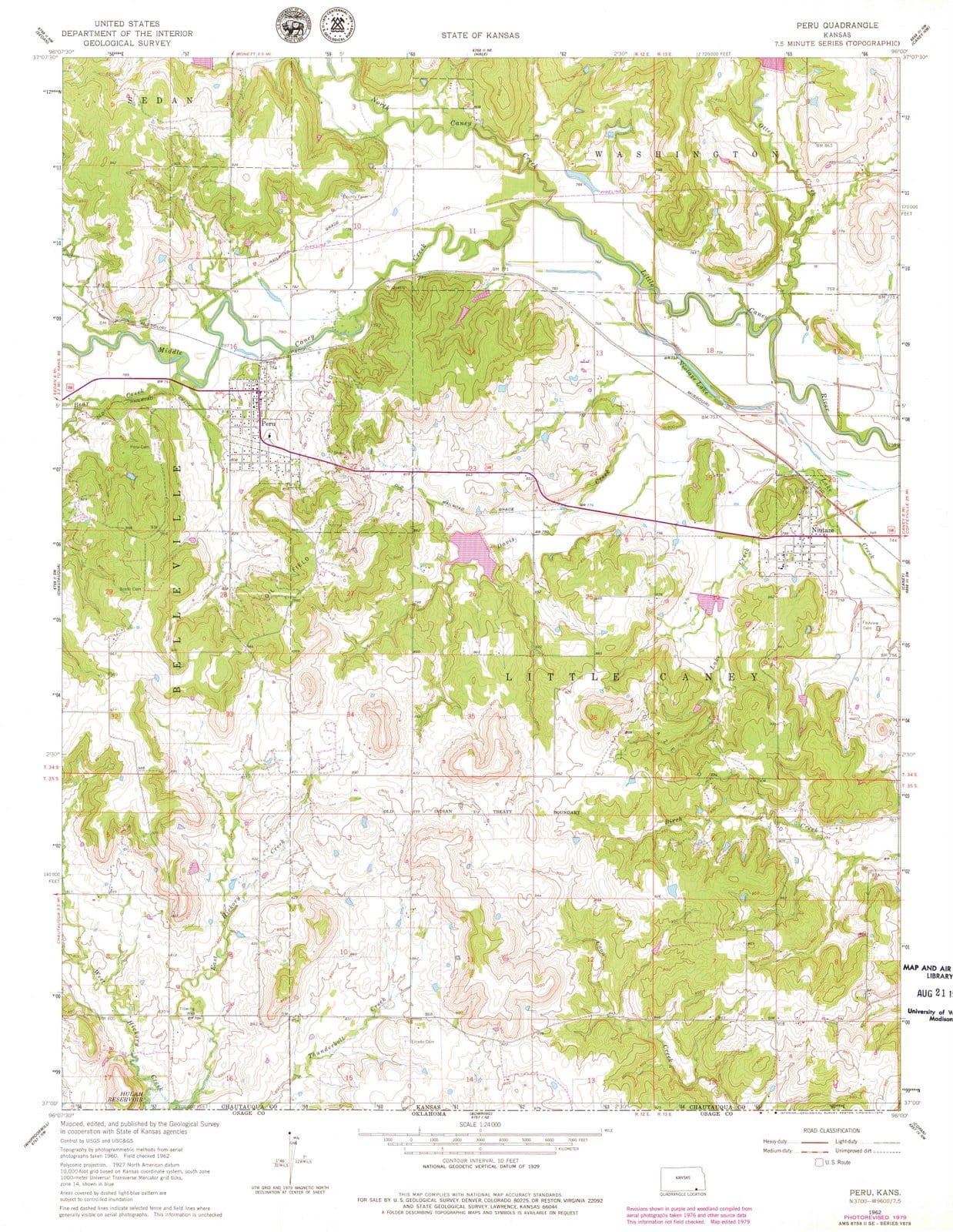 1962 Peru, KS - Kansas - USGS Topographic Map