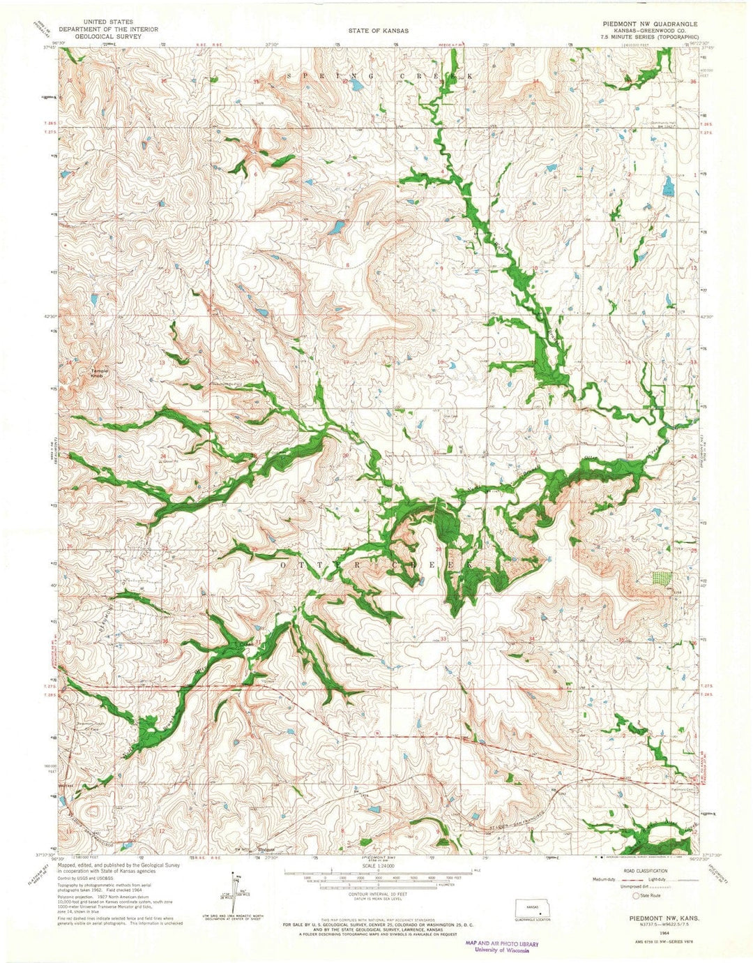 1964 Piedmont, KS - Kansas - USGS Topographic Map v2