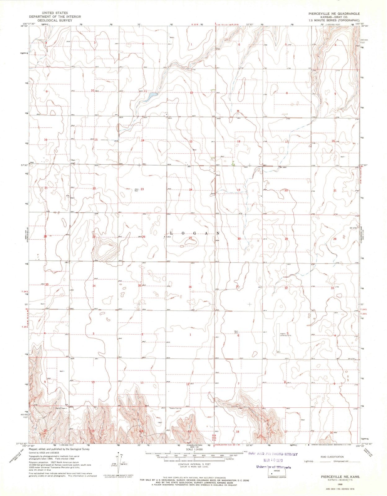 1968 Pierceville, KS - Kansas - USGS Topographic Map