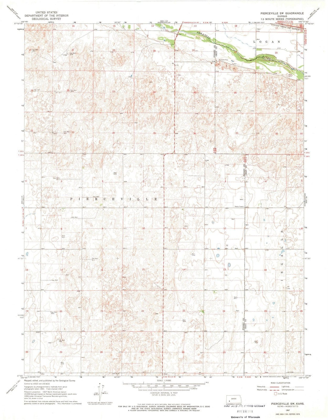 1967 Pierceville, KS - Kansas - USGS Topographic Map