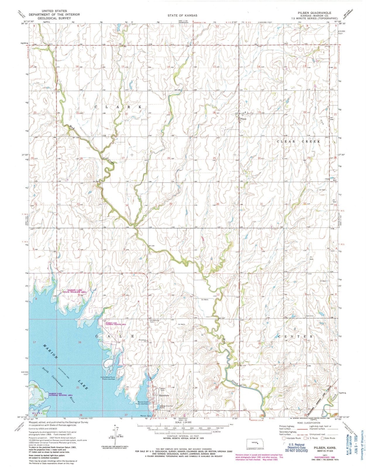 1971 Pilsen, KS - Kansas - USGS Topographic Map