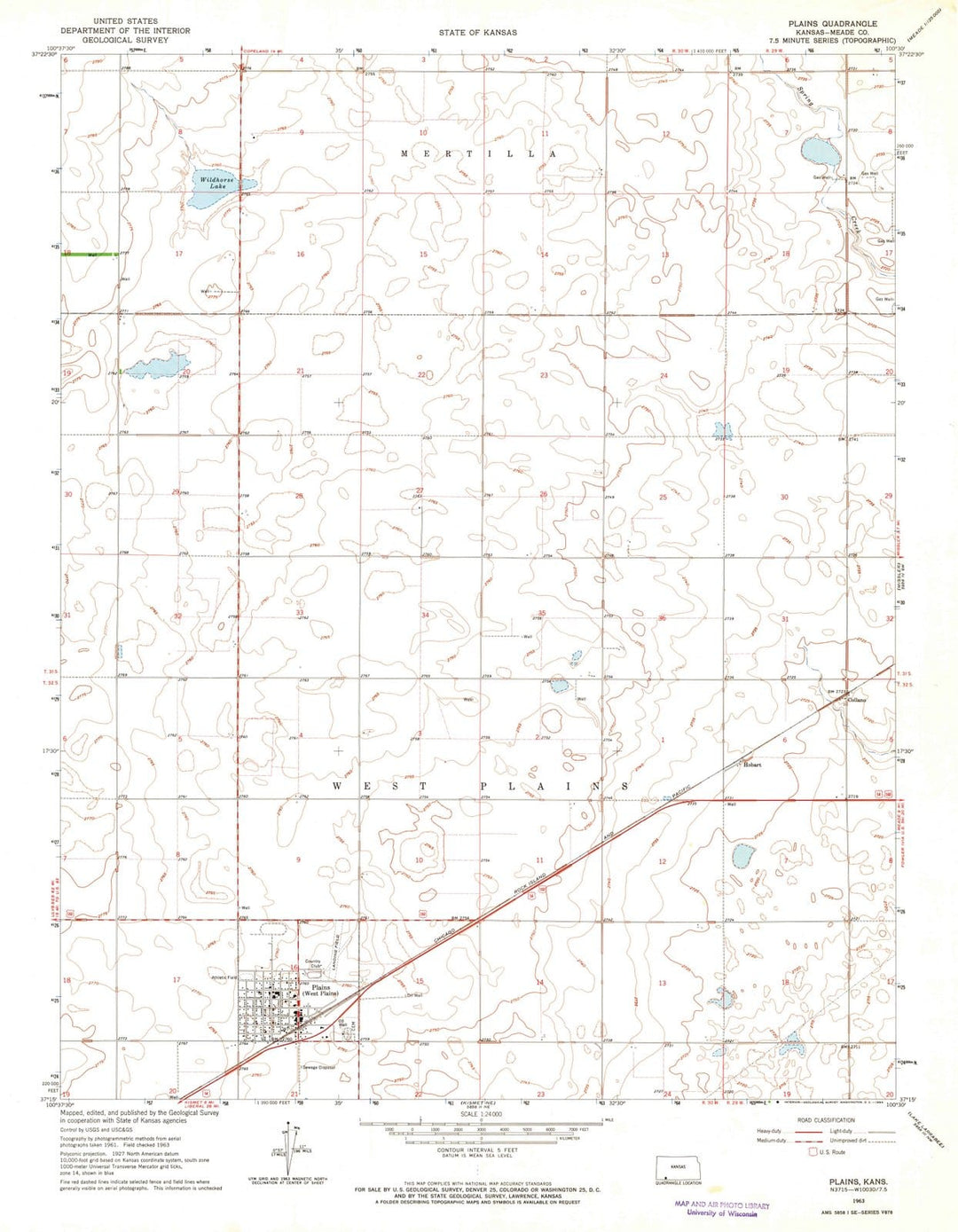 1963 Plains, KS - Kansas - USGS Topographic Map