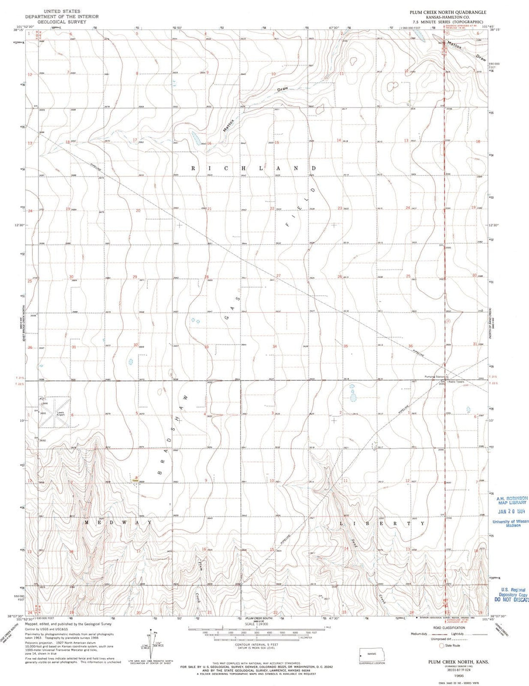 1966 Plum Creek North, KS - Kansas - USGS Topographic Map