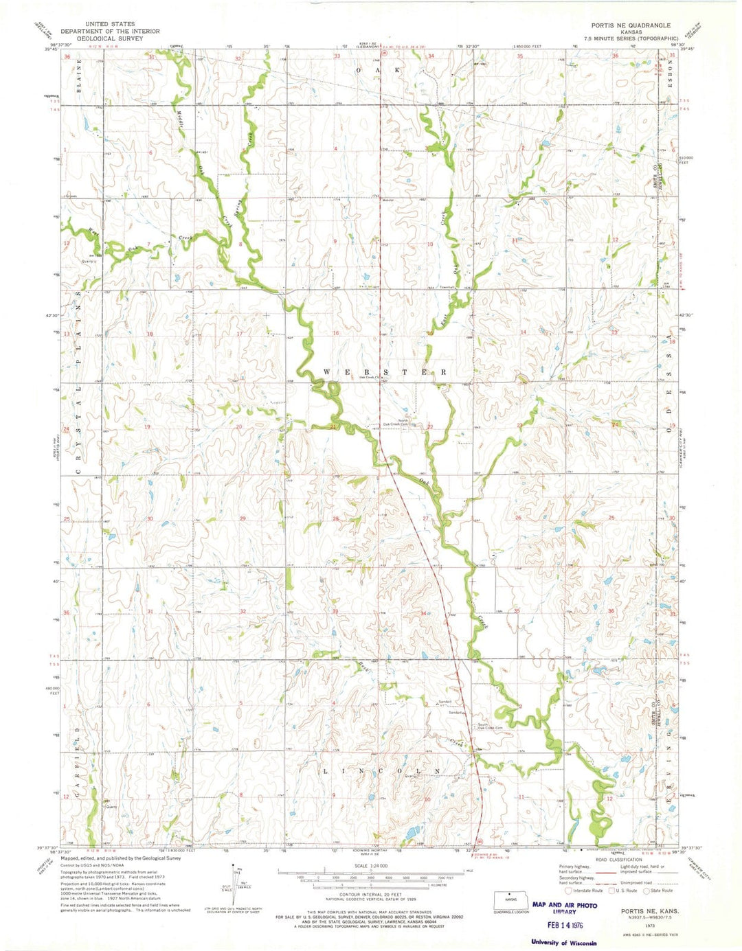 1973 Portis, KS - Kansas - USGS Topographic Map