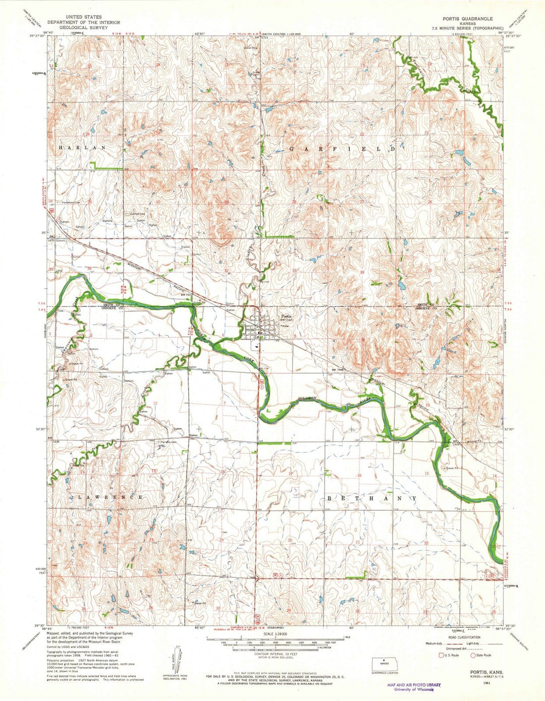 1961 Portis, KS - Kansas - USGS Topographic Map