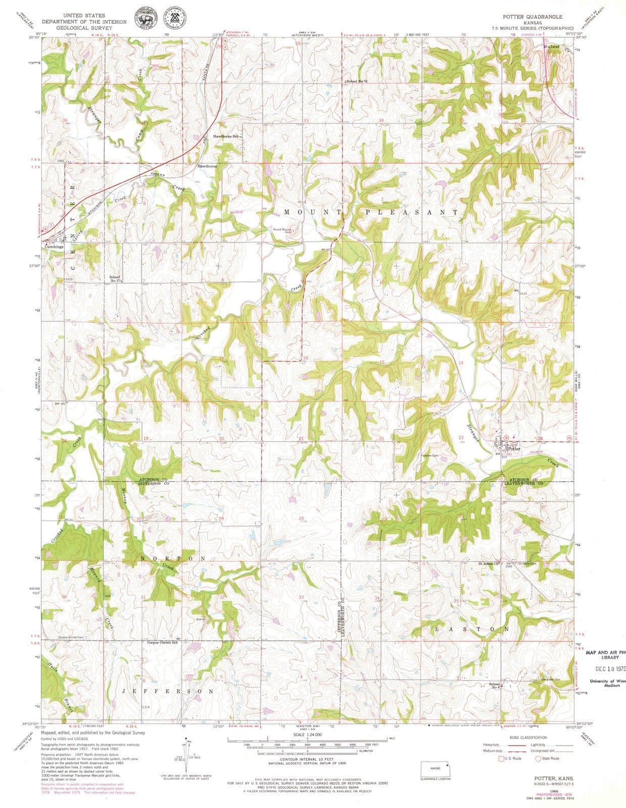 1960 Potter, KS - Kansas - USGS Topographic Map