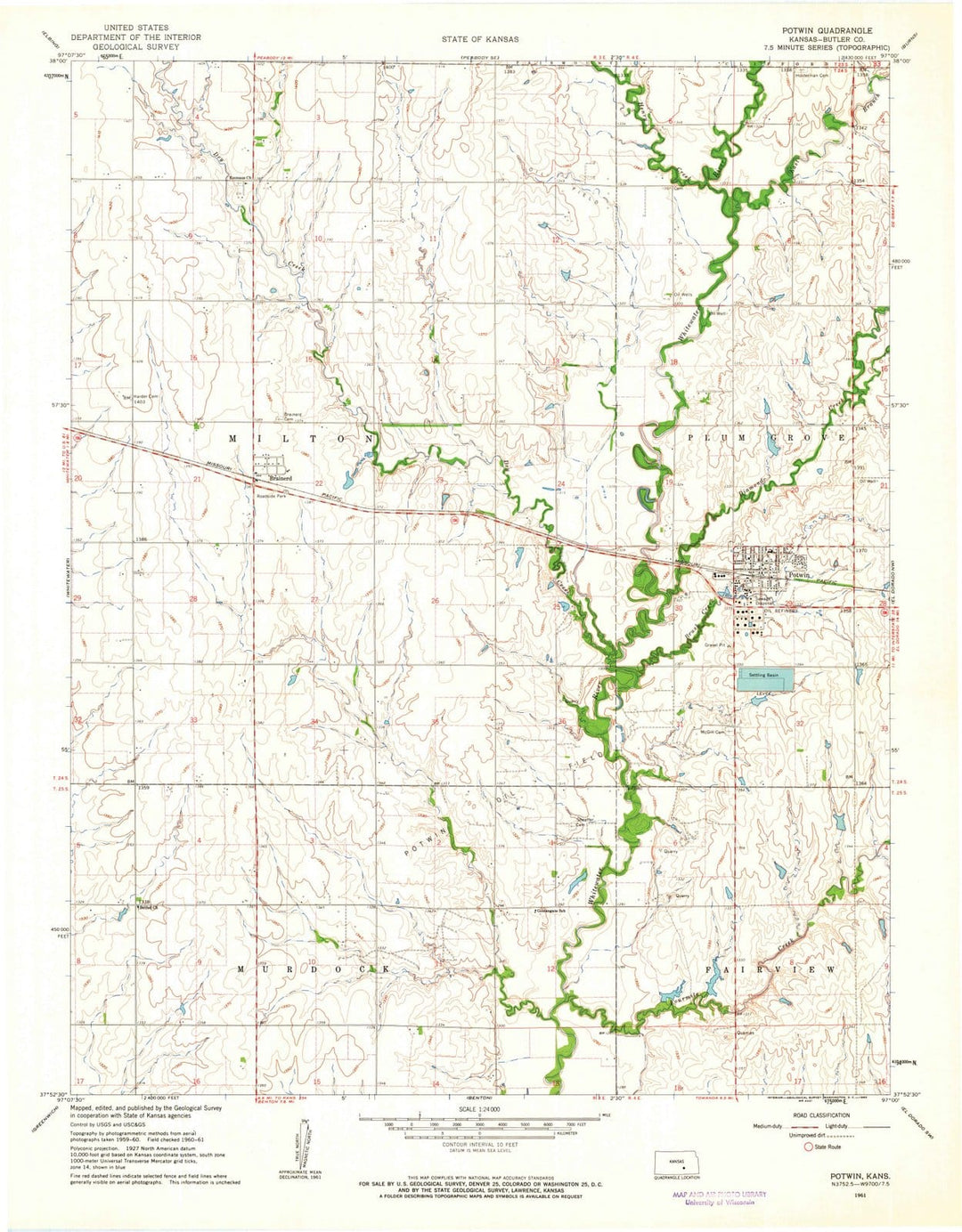 1961 Potwin, KS - Kansas - USGS Topographic Map