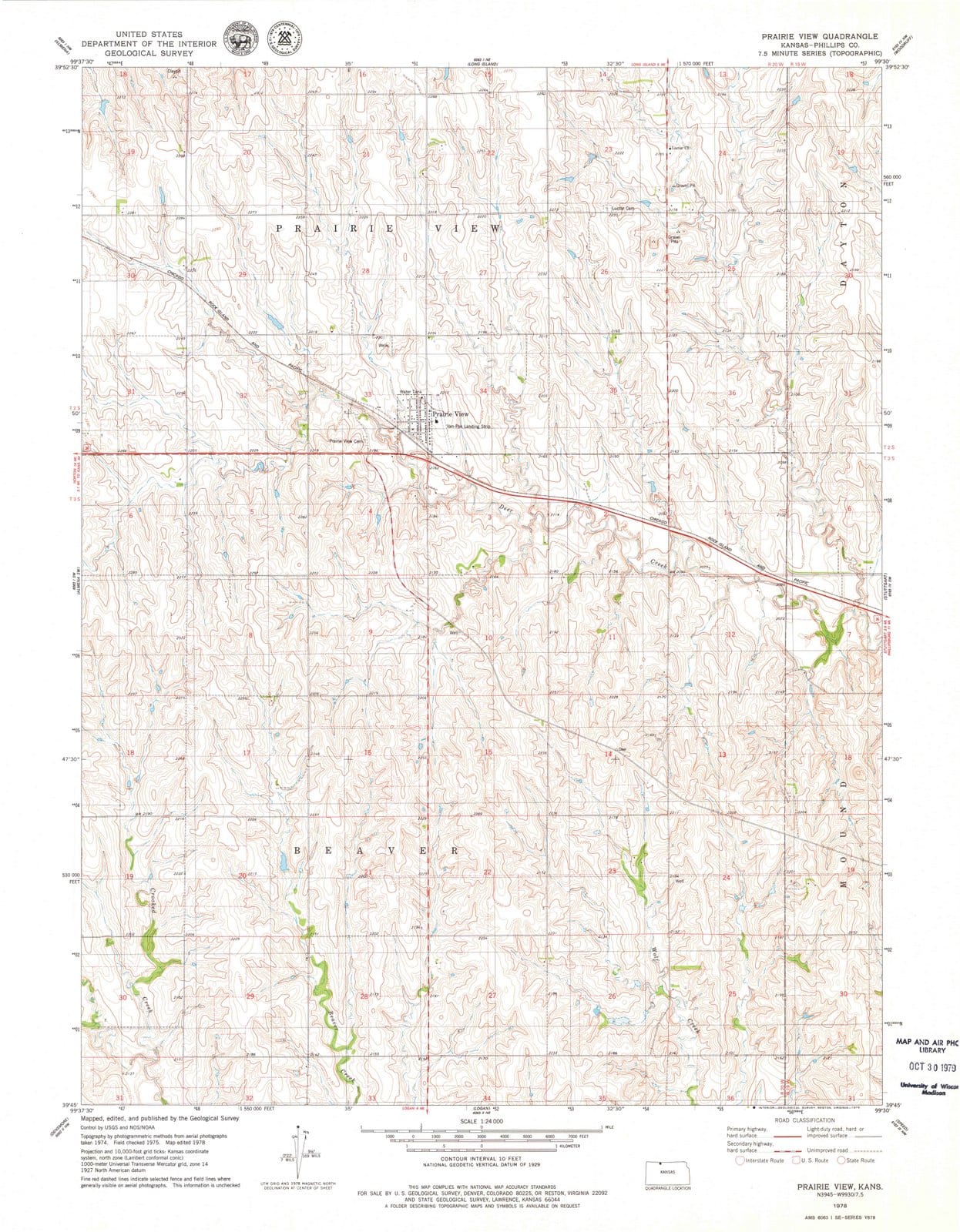 1978 Prairie View, KS - Kansas - USGS Topographic Map