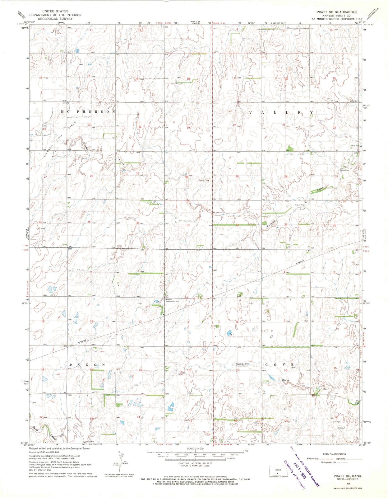 1968 Pratt, KS - Kansas - USGS Topographic Map