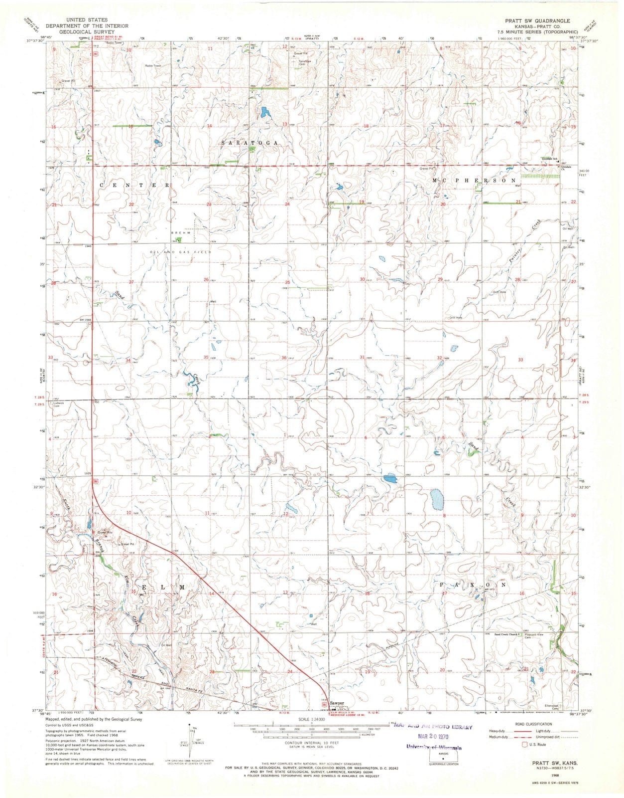 1968 Pratt, KS - Kansas - USGS Topographic Map v2