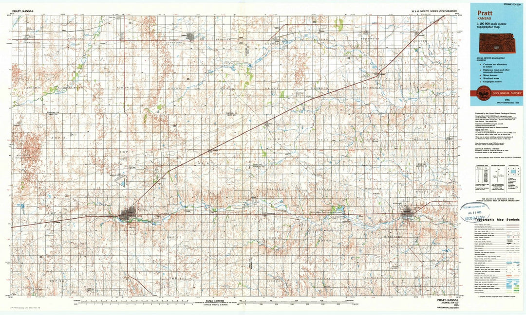 1985 Pratt, KS - Kansas - USGS Topographic Map