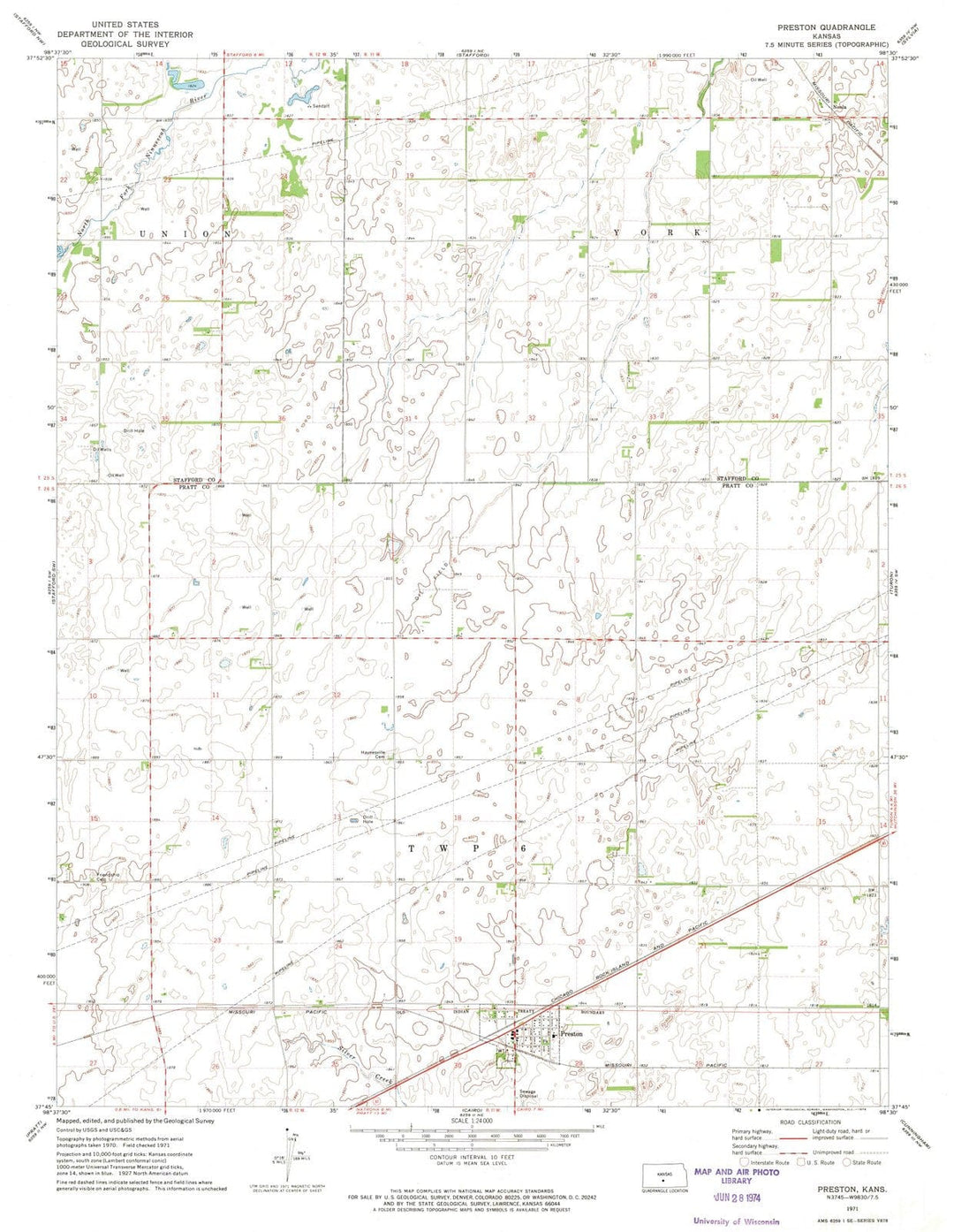 1971 Preston, KS - Kansas - USGS Topographic Map