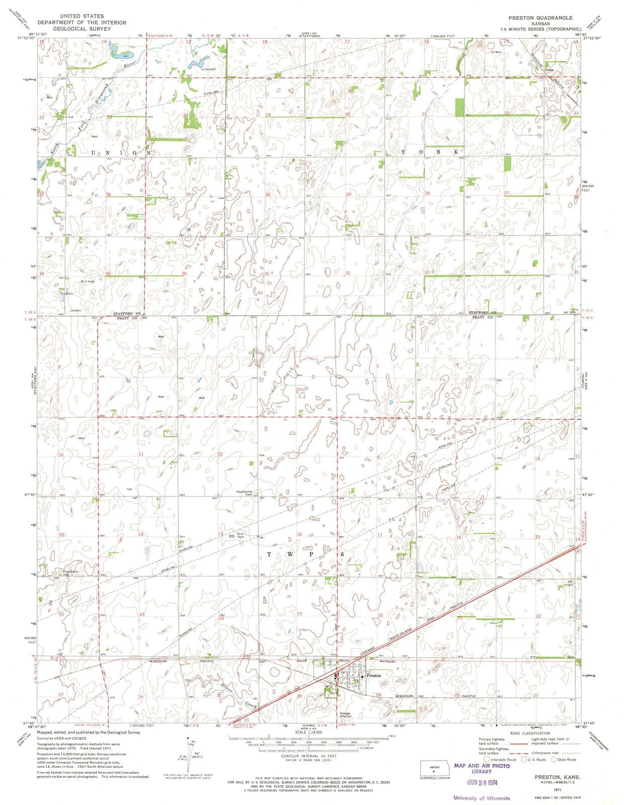 1971 Preston, KS - Kansas - USGS Topographic Map