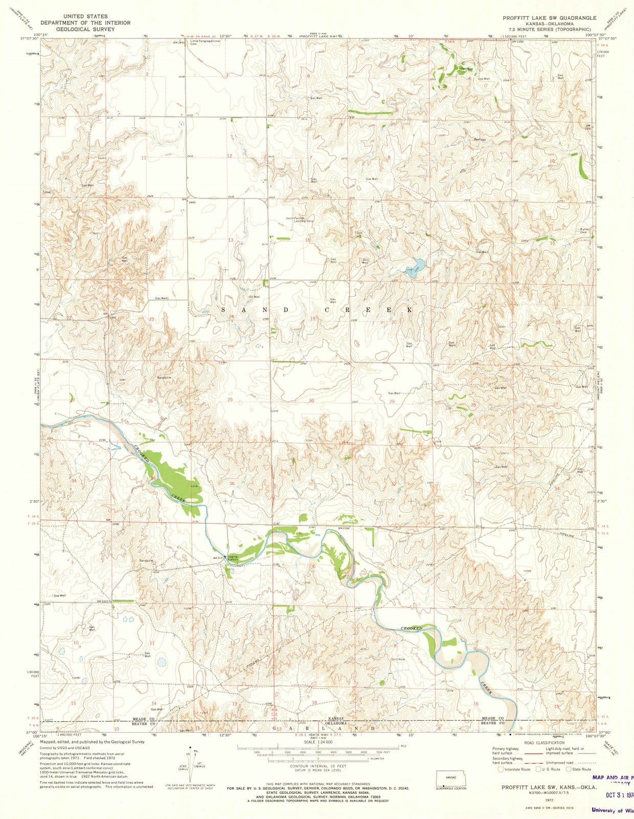 1972 Proffitt Lake, KS - Kansas - USGS Topographic Map v2