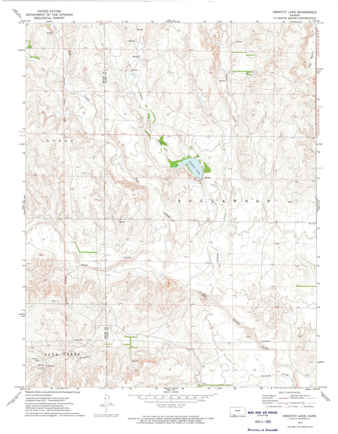 1972 Proffitt Lake, KS - Kansas - USGS Topographic Map v3