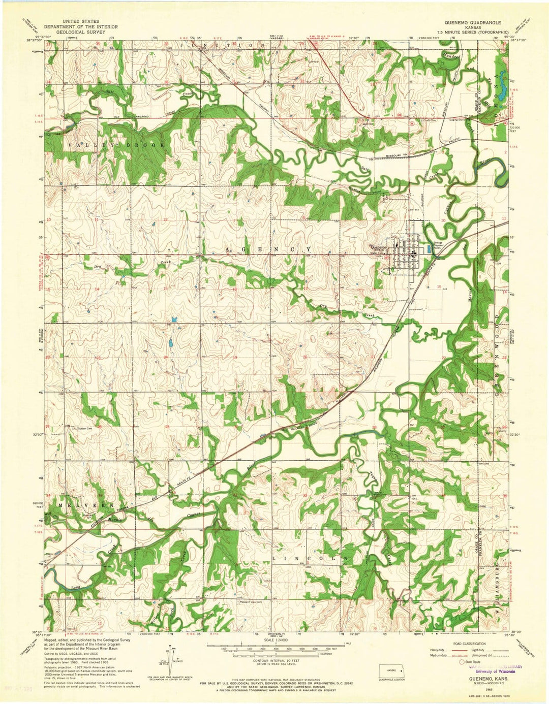 1965 Quenemo, KS - Kansas - USGS Topographic Map