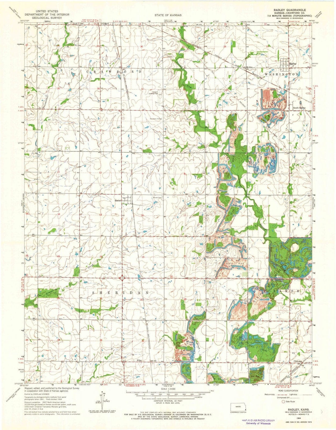 1964 Radley, KS - Kansas - USGS Topographic Map