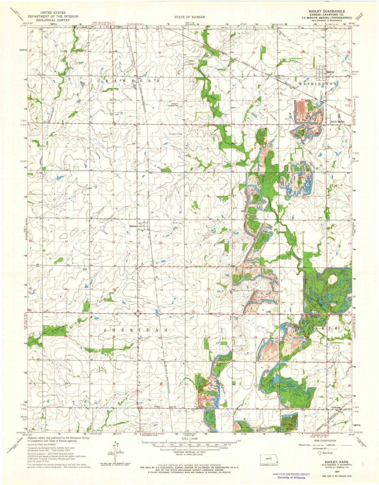 1964 Radley, KS - Kansas - USGS Topographic Map