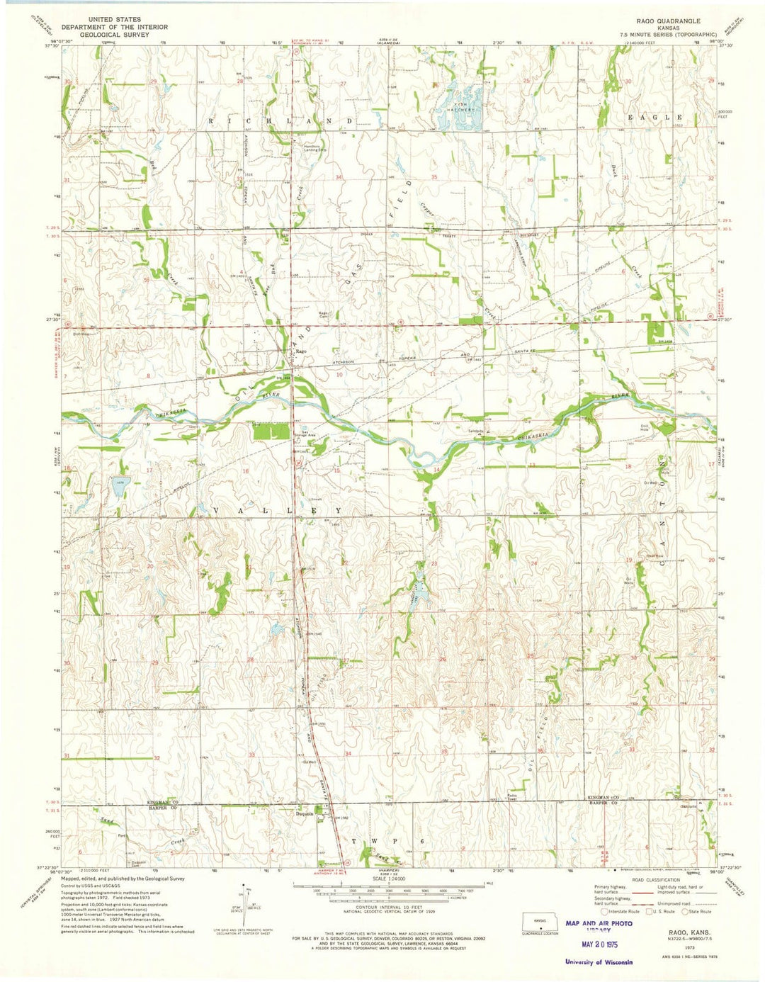 1973 Rago, KS - Kansas - USGS Topographic Map