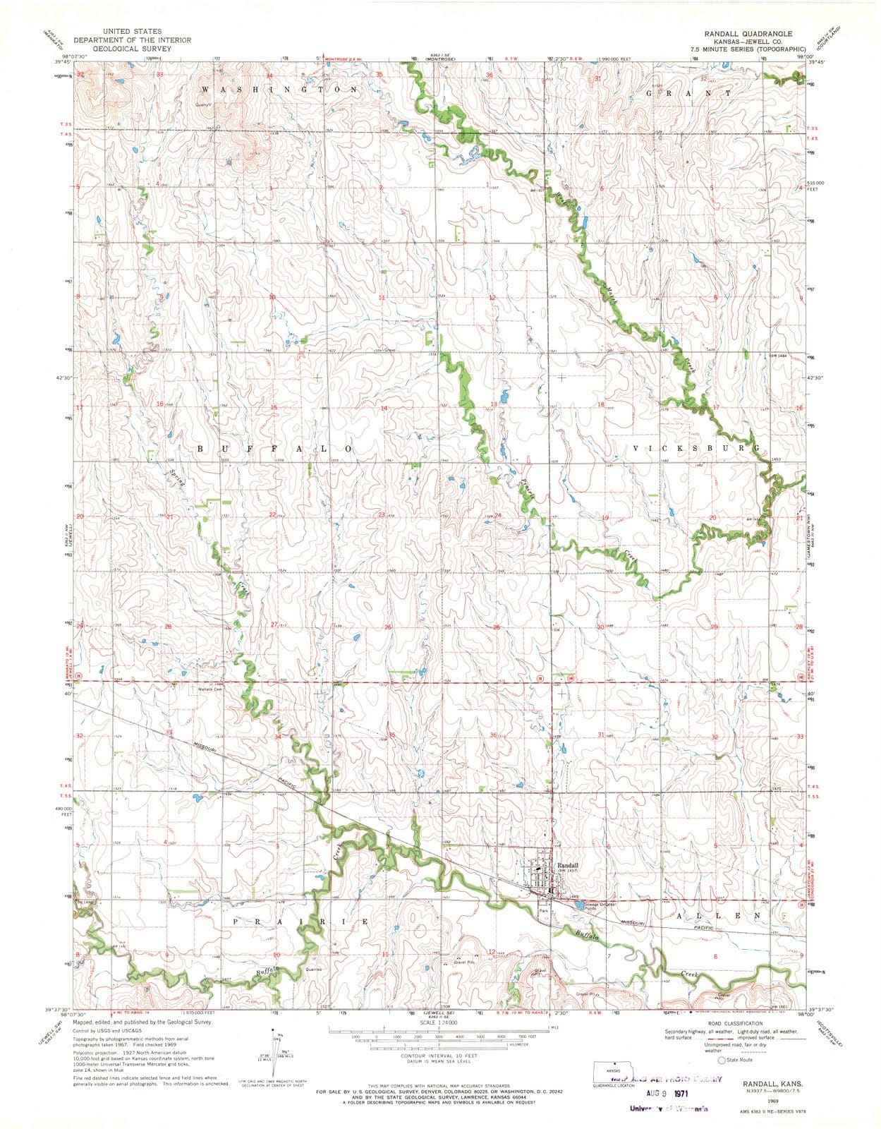 1969 Randall, KS - Kansas - USGS Topographic Map