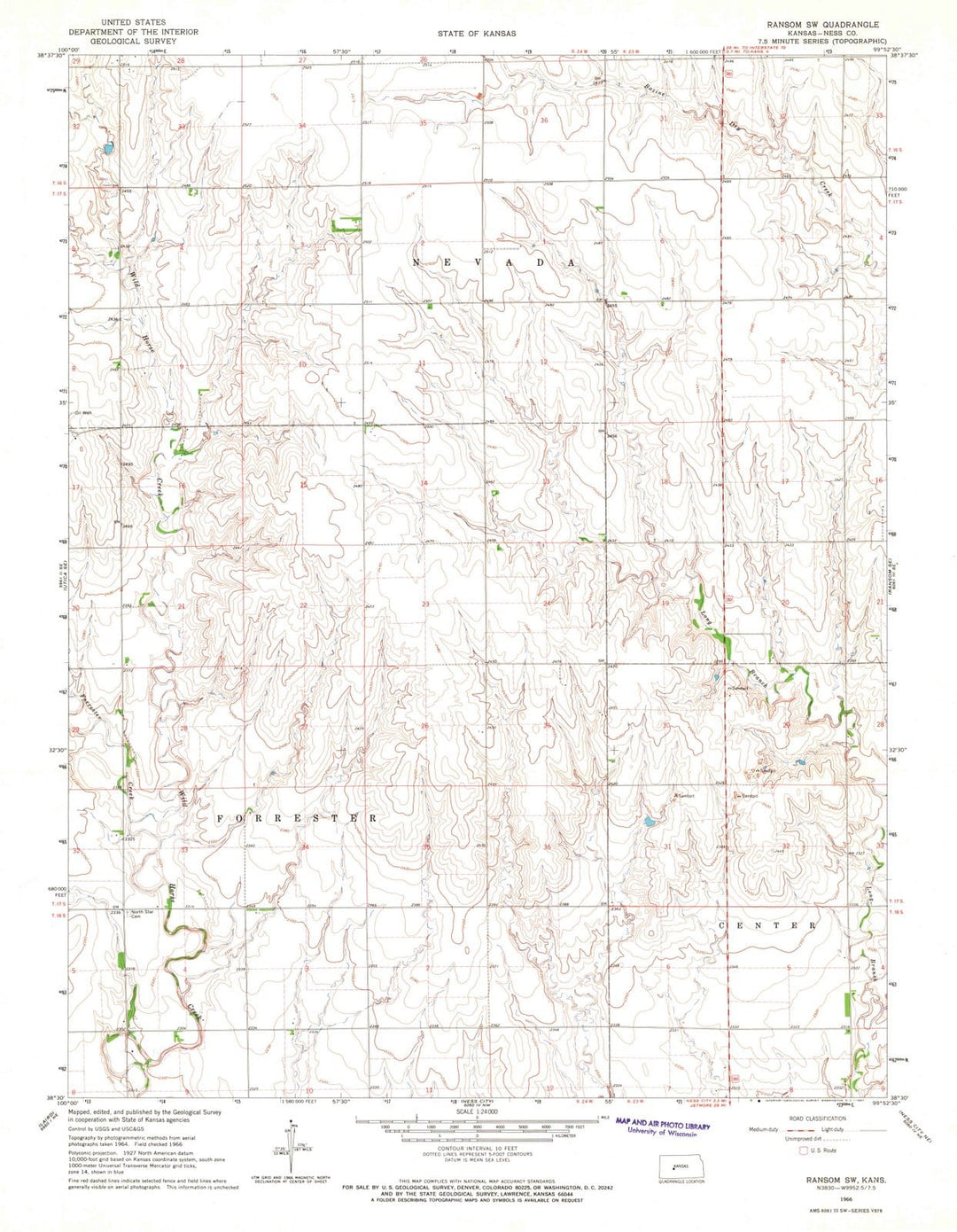 1966 Ransom, KS - Kansas - USGS Topographic Map v2