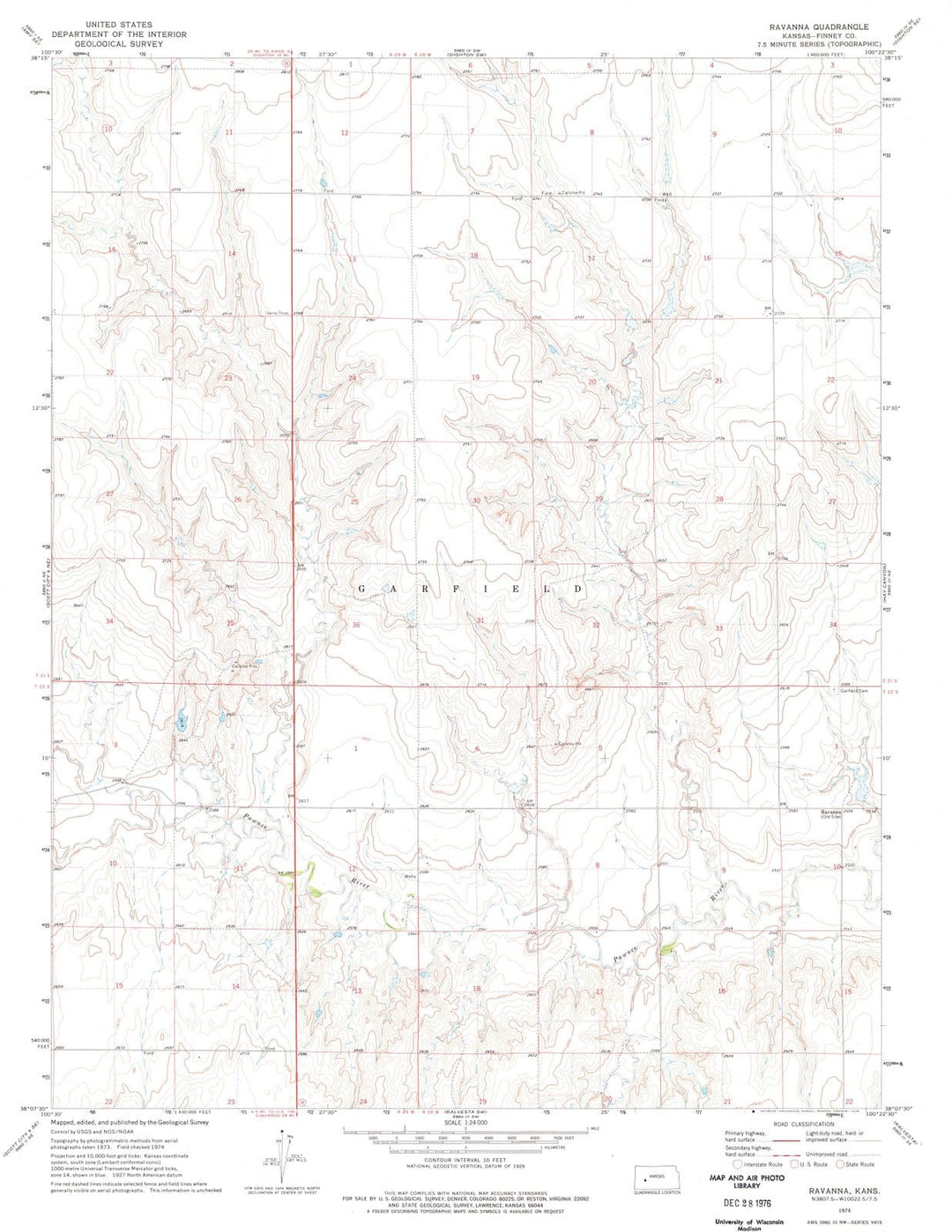 1974 Ravanna, KS - Kansas - USGS Topographic Map