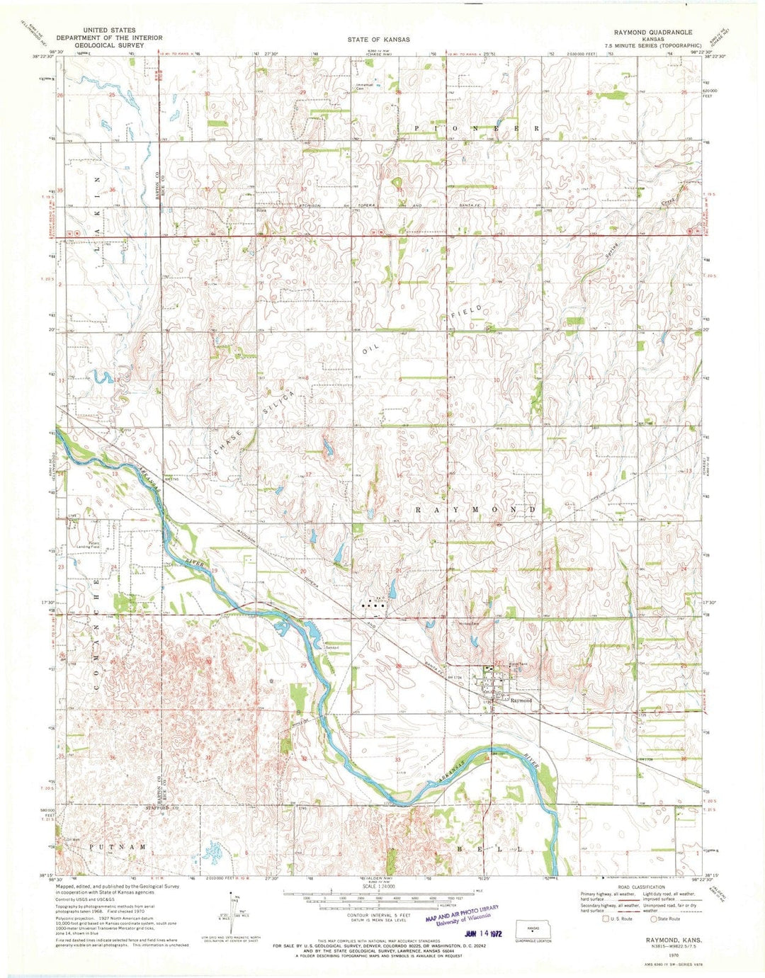 1970 Raymond, KS - Kansas - USGS Topographic Map