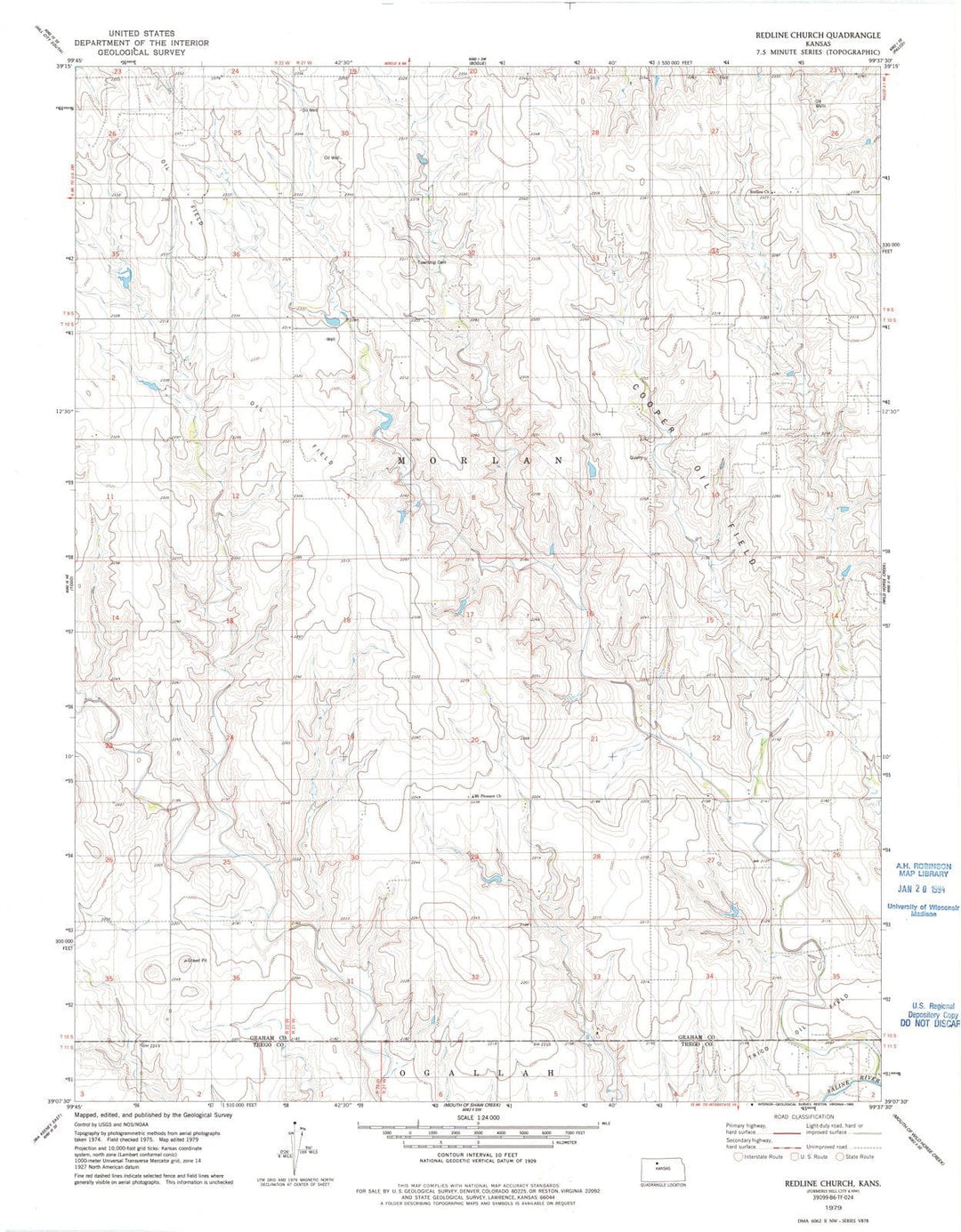 1979 Redline Church, KS - Kansas - USGS Topographic Map