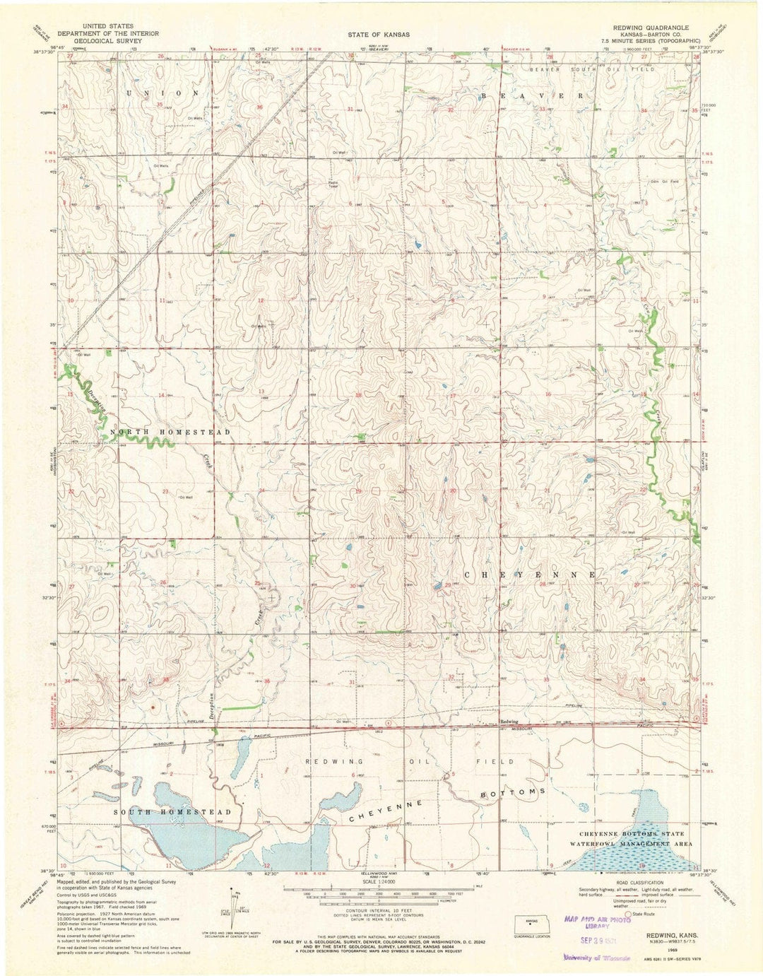 1969 Redwing, KS - Kansas - USGS Topographic Map